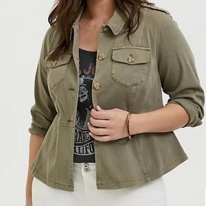 Nwt torrid plus size olive peplum utility jacket